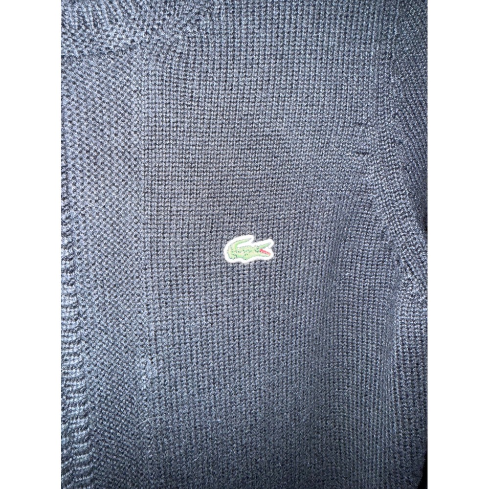 Lacoste Black Cotton Full Zip Cardigan Sweater Crocodile Logo Size 36 XS 4 - Picture 7 of 8